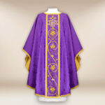 Embroidered purple chasuble with IHS