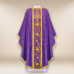 Embroidered purple chasuble with IHS