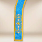 Marian embroidered deacon stole in blue