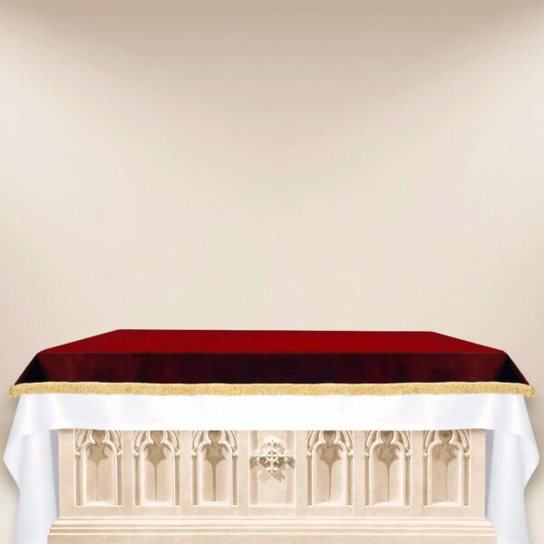 Burgundy plush altar cover