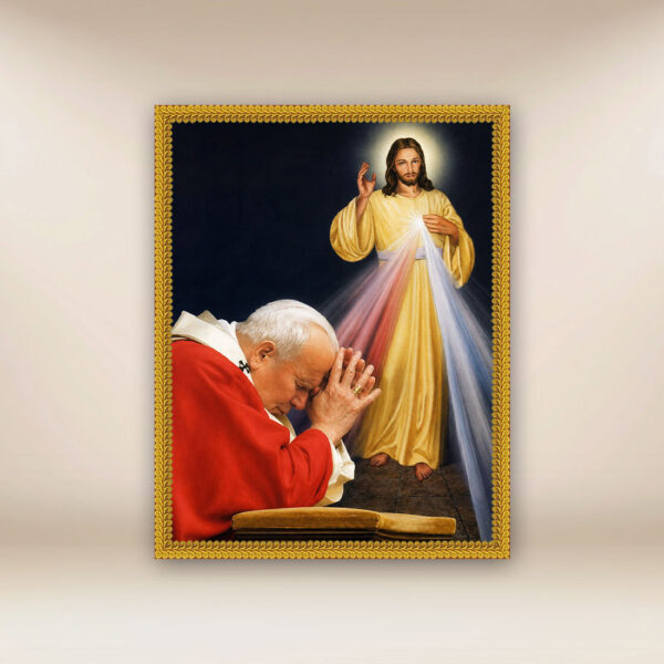Image on fabric John Paul II and Jesus Merciful Image on fabric John Paul II and Jesus Merciful