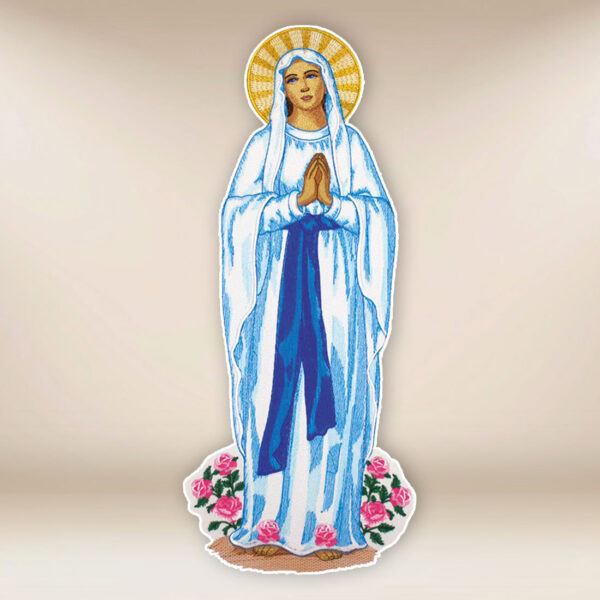 embroidered application of Our Lady of Lourdes