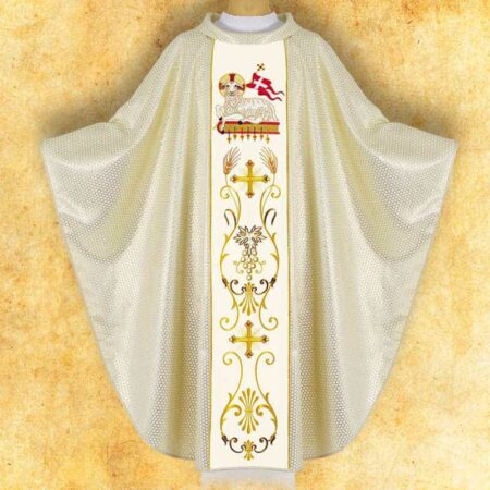 Embroidered liturgical chasuble with lamb
