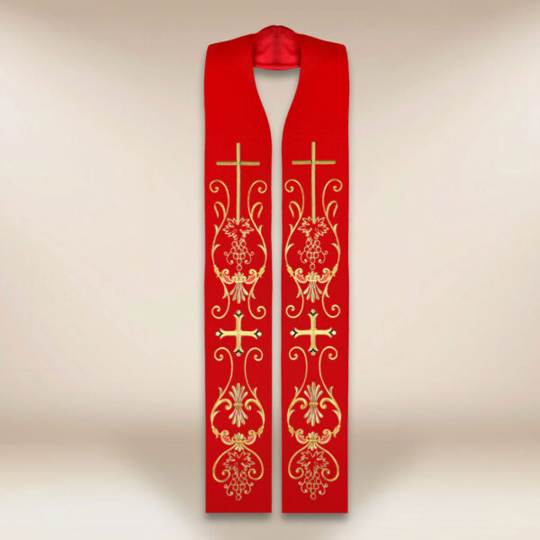 Liturgical Stole with Cross Motif in Red