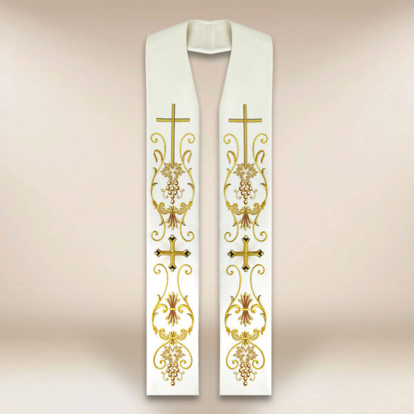 Liturgical Stole with Ecru Cross Motif