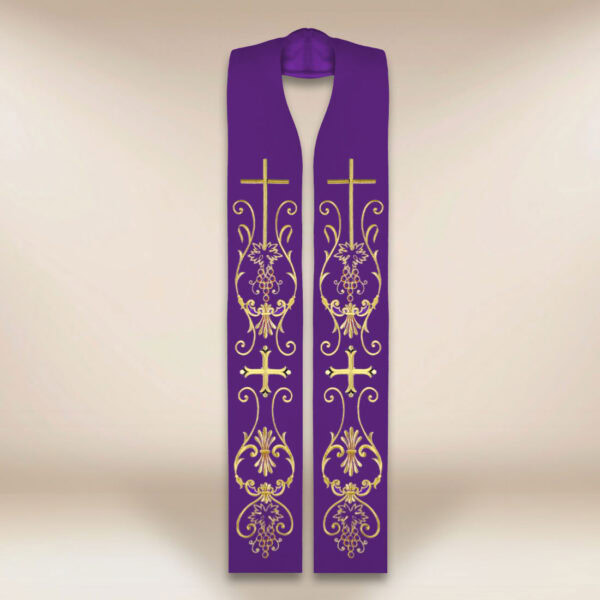 Purple Liturgical Stole with Cross Motif