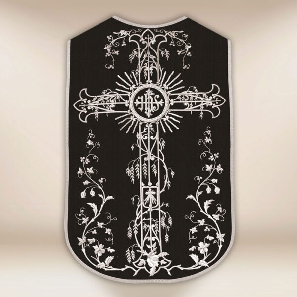 Roman Chasuble Replica Black IHS