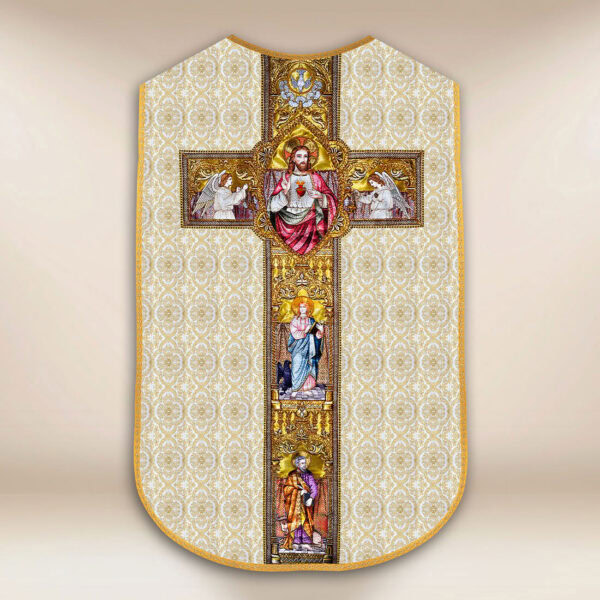 Roman Chasuble Replica Ecru Sacred Heart of Jesus