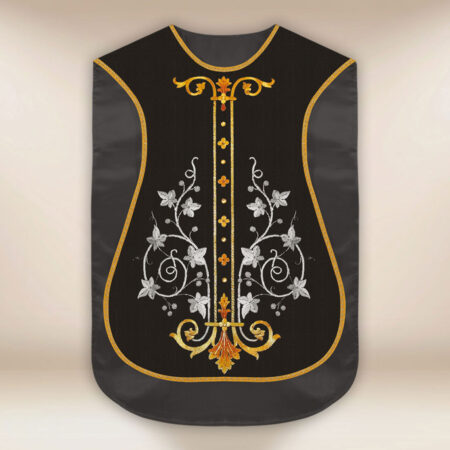 Roman Chasuble Replica Black Cross and IHS