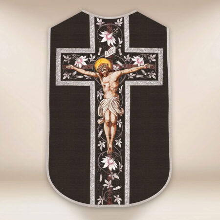 Roman Chasuble Replica Black Jesus on the Cross