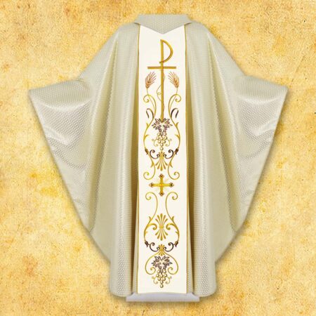 Embroidered liturgical chasuble with lamb