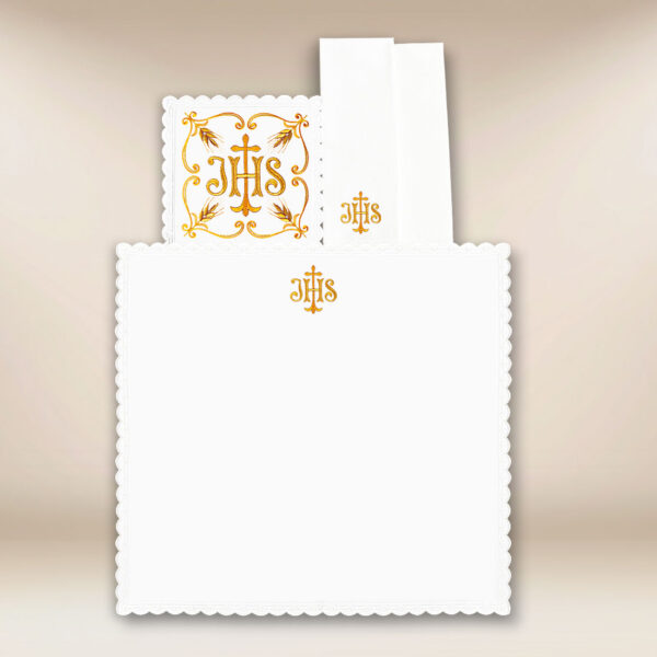 Embroidered Chalice Linen IHS