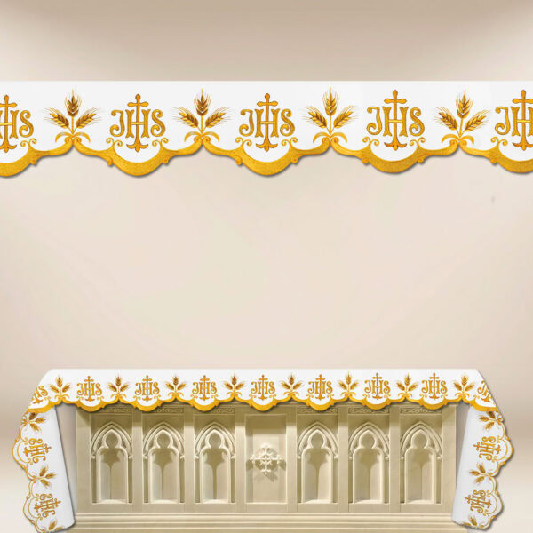 Embroidered altar cloth with a beautiful golden IHS embroidery.