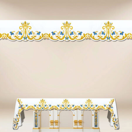 Marian altar cloth with gold and blue embroidery