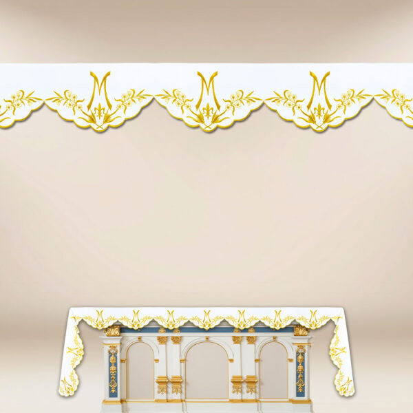 Marian Altar Cloth with Embroidery on Three Sides 396x115cm
