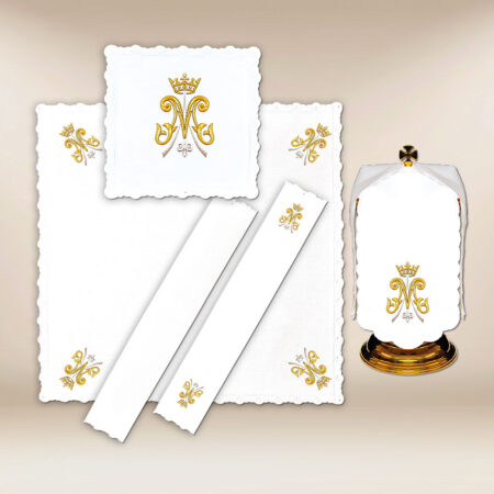Chalice linen and embroidered Marian veil