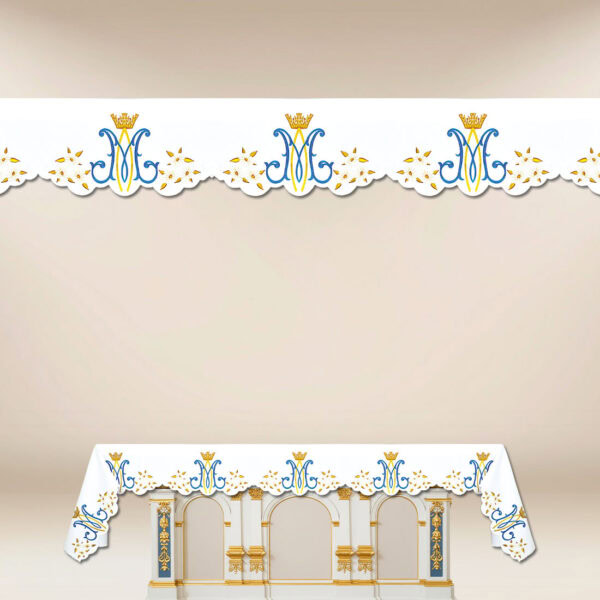 Marian Altar Cloth with Gold and Blue Embroidery