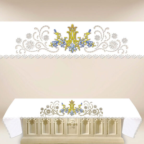 Lace tablecloth cut with laser and printed design