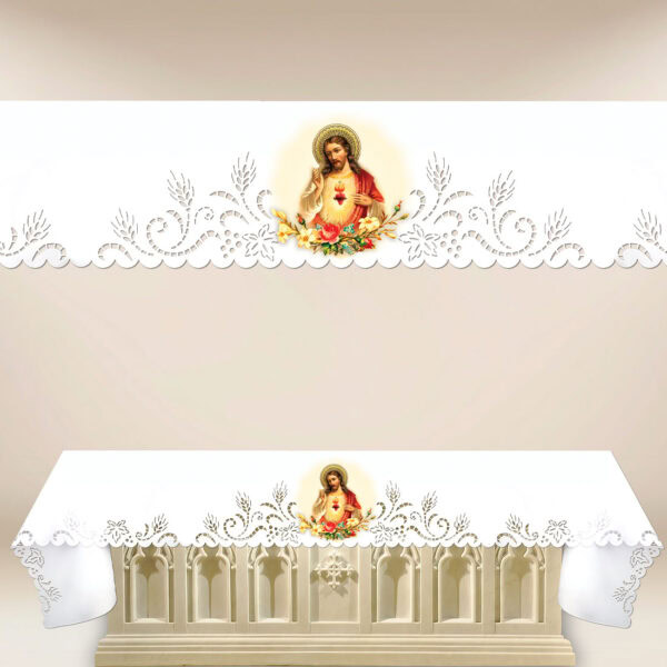 Lace altar cloth with sublimation print