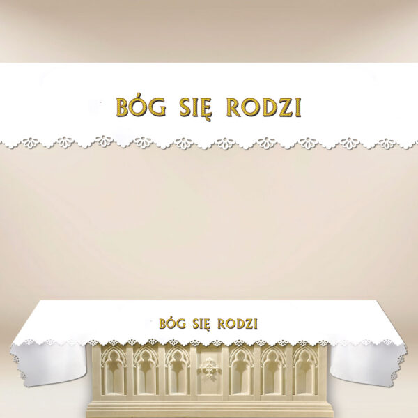 Laser-cut photo altar cloth "God Is Born"