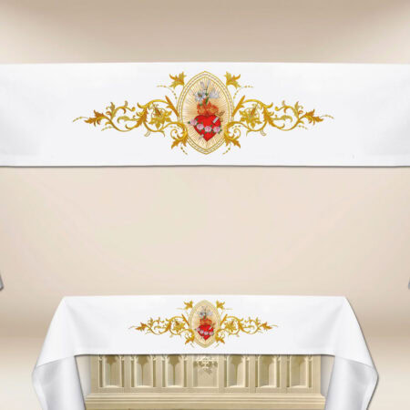 Embroidered liturgical altar cloth Heart of Mary