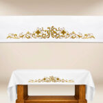 Altar cloth embroidered with IHS