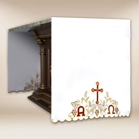 Alfa Omega altar cloth embroidered on the sides