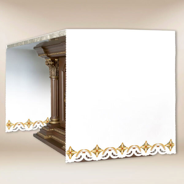 Embroidered Altar Cloth with Side Embroidery "Crosses in a Square" Colorful