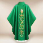 Beautiful green embroidered chasuble with chalice motif