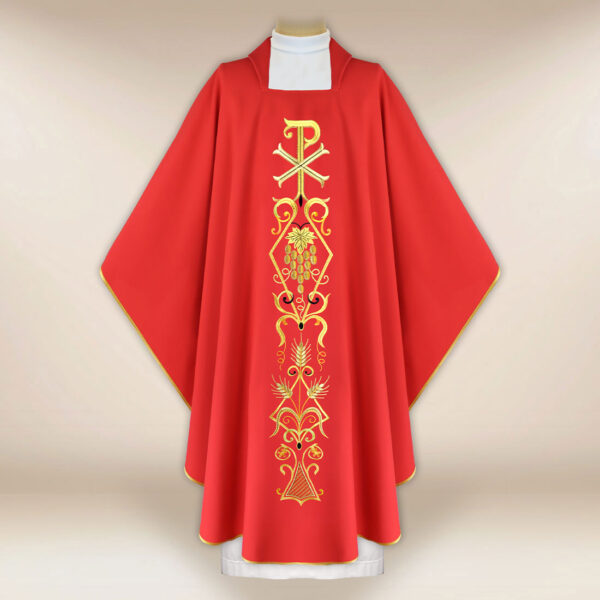 Liturgical Chasuble with PX Motif in Red