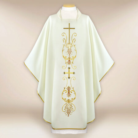 Liturgical Chasuble with Cross Motif in Ecru