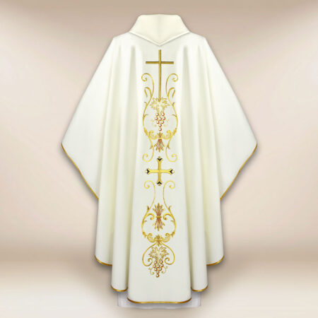 Liturgical Chasuble with Cross Motif in Ecru