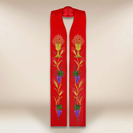 Embroidered liturgical stole with chalice motif