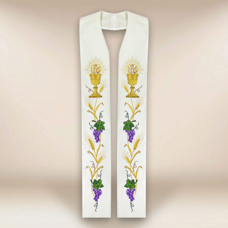 Embroidered liturgical stole with chalice motif