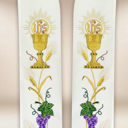 Embroidered liturgical stole with chalice motif
