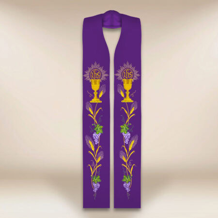 Embroidered liturgical stole with chalice motif