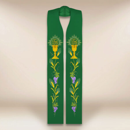Embroidered liturgical stole with chalice motif