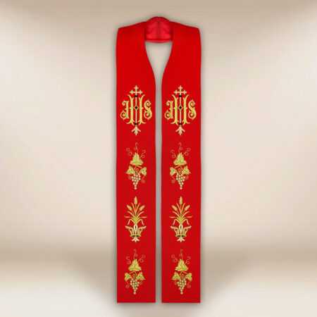 Embroidered Liturgical Stole with IHS