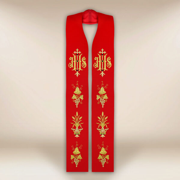 Embroidered Liturgical Stole with IHS