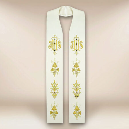 Embroidered Liturgical Stole with IHS