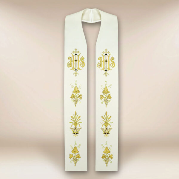 Embroidered Liturgical Stole with IHS