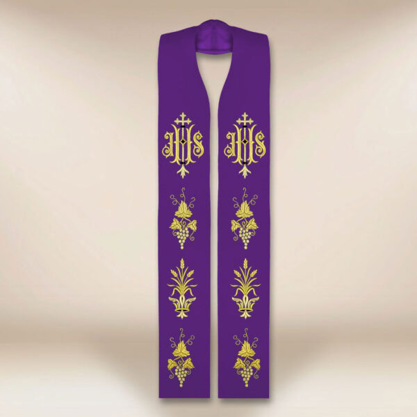 Embroidered Liturgical Stole with IHS