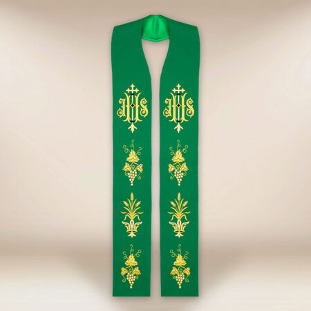 Embroidered Liturgical Stole with IHS