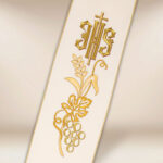 Embroidered Stole for Deacons in Ecru