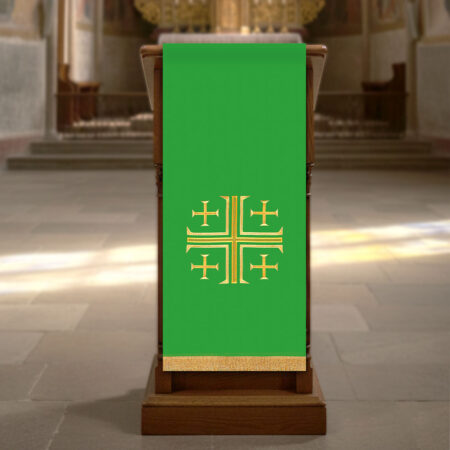 Embroidered cover for lectern with Jerusalem cross
