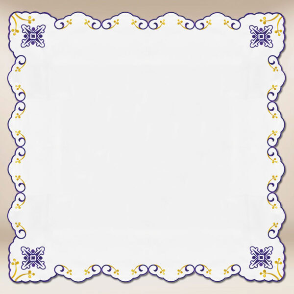 Embroidered purple napkin measuring 110×110
