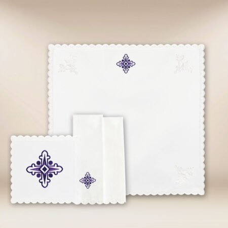 Chalice linen with purple embroidery