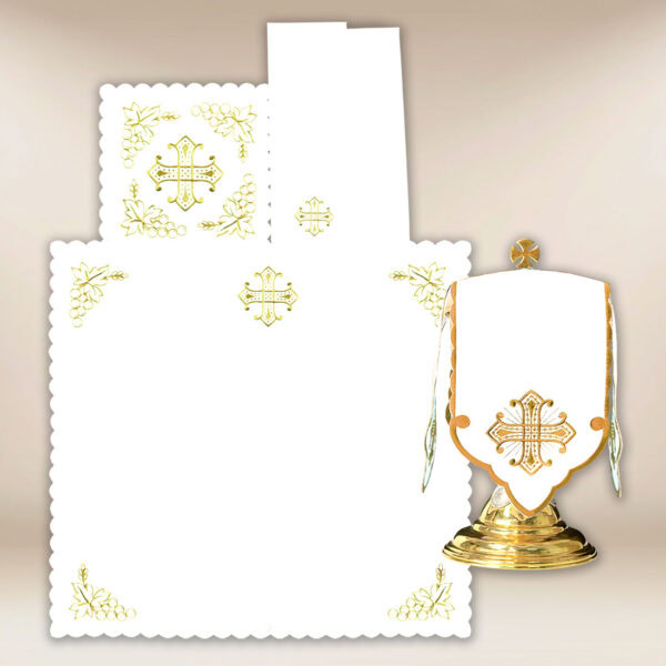 Embroidered Gold Chalice Linen