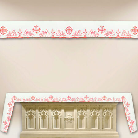 Embroidered red altar cloth